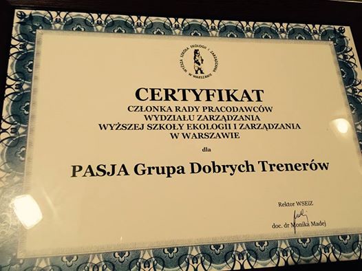 PASJA G.D.T. wyróżniona przez WSEiZ w Warszawie